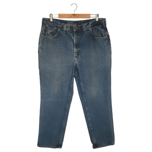 Carhartt Jeans Mens 38X30 Relaxed Fit Straight Leg Medium Wash Denim Blue - Picture 1 of 13